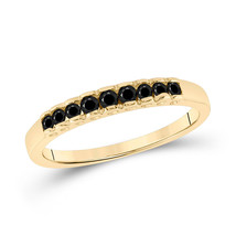10kt Yellow Gold Womens Princess Black Color Treated Diamond Band Ring 1/4 Cttw - £126.45 GBP