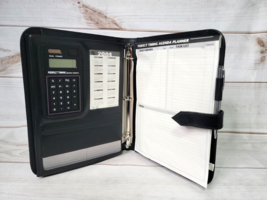 VINTAGE 2004 Perfect Timing Black Leather Organizer/Planner W Calculator... - $39.99