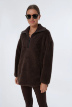 Varley Stratton Faux Fur 1/2 Zip Sherpa Jacket Brown ( XS ) - £101.65 GBP