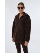 Varley Stratton Faux Fur 1/2 Zip Sherpa Jacket Brown ( XS ) - $2,427.00 MXN
