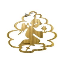 Vtg Kristin Kjorlaug Old World Metal Art Solid Brass Ornament Angel Cherub Star - £11.18 GBP