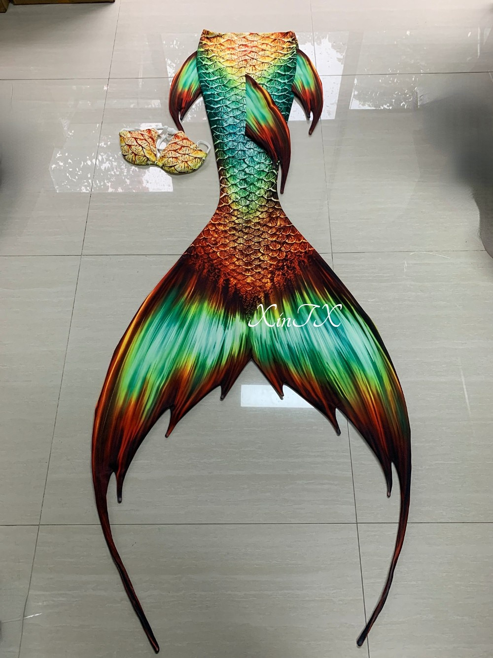 HOT Sale Green Mermaid Tail Kids Women with Monofin Mermaid Costume Swimsuit