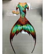 HOT Sale Green Mermaid Tail Kids Women with Monofin Mermaid Costume Swim... - £79.23 GBP