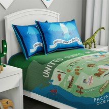 Twin XL USA Map Bedding Set Blanket of United States of America 2 Pillow Shams - $49.39