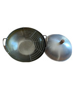 Vintage Carbon Steel Wok 13-5/8”Flat Bottom 2 Metal Handle - $54.99