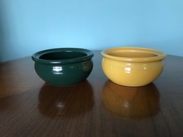 2 Zanesville Ohio Ramekin Crock Bowls Glazed Stoneware Bakeware Dining - $14.85
