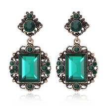 Green Cubic Zirconia &amp; Crystal Floral Drop Earrings - £11.18 GBP
