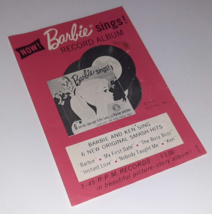 Vintage 1961 Barbie Sings! Pink Flyer Insert Record Album Promotional Page - £7.96 GBP
