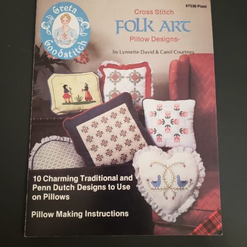 Plaid Greta Goodstitch Folk Art Cross Stitch Pillow Designs Patterns 7538 Decor - $9.29