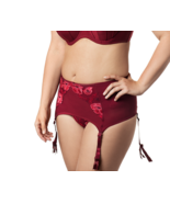 Elila Burgundy Glamour Embroidery Garter 9421 ~ Sizes Medium to 5XL - $36.00
