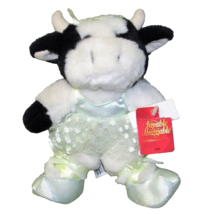 8&quot; Ballerina Cow Plush Lovable Huggable #99 With Tag Stuffed Animal Green Tu Tu - £8.92 GBP