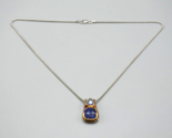 Lapis Lazuli Geometric Necklace Square + Triangle Cut 925 Silver Italy A... - $43.53