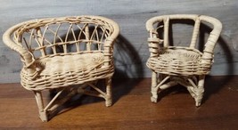 Vintage 1970s Rattan Wicker Barbie Doll Furniture Chair Loveseat Display... - £18.48 GBP