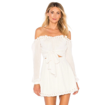 Lovers + Friends Sunrise Mini Dress Cream Size S Studded Open Back Ruffl... - $24.79