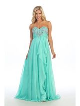 Romantic Sexy Strapless Mint Long Chiffon Evening Gown/Prom Dress/Beaded... - £119.88 GBP