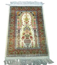 Handmade Vintage Turkish Hereke Silk Rug 1.7&#39; x 2.4&#39; (53cm x 76cm) 1970s - £1,454.82 GBP