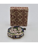 Vintage Cloisonne Enamel Octagon Tape Measure Peony Antique Sew Tool Asi... - $62.02 CAD