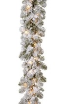 Feel Real Snowy Camden 9 X 12 Inch Artificial Garland Clear Lights Holiday - $48.51
