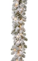 Feel Real Snowy Camden 9 X 12 Inch Artificial Garland Clear Lights Holiday - £38.77 GBP