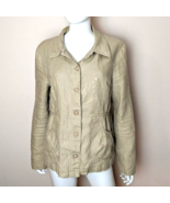 H&amp;M linen tan safari button up jacket size 12 lightweight linen material - £7.81 GBP