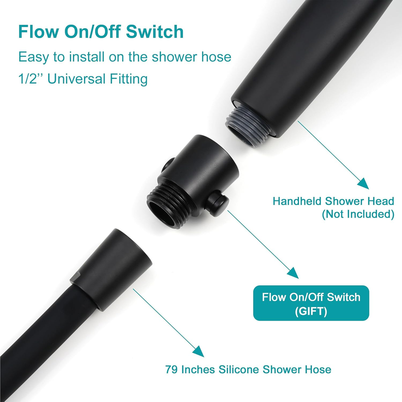 Shower Hose Replacement,79 Inches Extra Long Matte Black Silicone Handheld Showe Item image 5