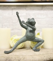 Aluminum Whimsical Tai Chi Kung Fu Crouching Frog Garden Statue Feng Shui Frogs - £39.95 GBP