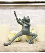Aluminum Whimsical Tai Chi Kung Fu Crouching Frog Garden Statue Feng Shu... - $68.59 CAD