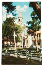 Cathedral of St Augustine Church Old Cars Florida FL Koppel UNP Postcard c1970s - $4.99