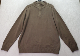 DOCKERS Sweater Men&#39;s Large Gray Knit 100% Cotton Long Raglan Sleeve Quarter Zip - £18.03 GBP