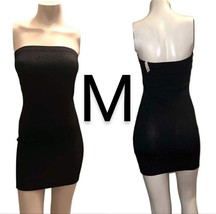 Black Metallic Threaded Strapless Tube Bodycon Dress~Size M - $22.44