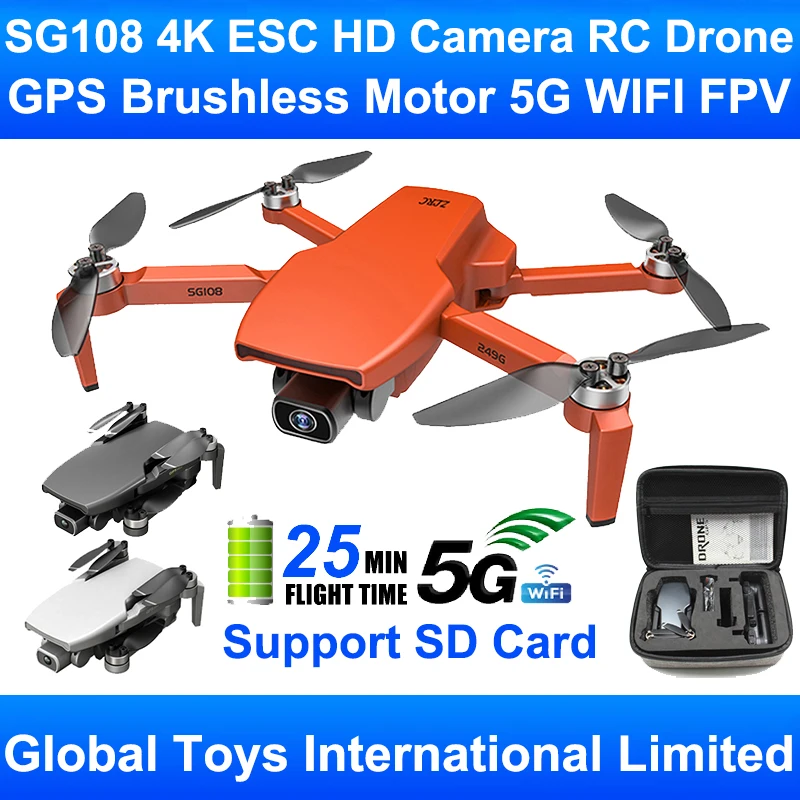Zlrc SG108 Fpv Rc Drone With 4K Esc Hd Professional Camera Brushless Motor Gps - £106.38 GBP+