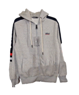 LINSPLLO Men&#39;s Gray Full Zipper &amp; Pockets Hooded Sweatshirt ~ Size XLarg... - $38.12