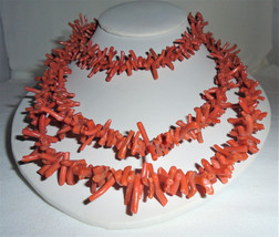 Red Branch Coral Necklace Vintage 54&quot; Flapper - $123.75