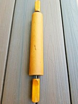 Vintage 20&quot; Wooden Rolling Pin Primitive Flat Handles On One Side - $10.11