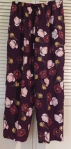 Graver Studio Peony Print Drawstring Crepe Pants (A42515) Large EGGPLANT... - $39.99