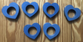 Set of Six (6) Pretty Blue Wooden 2 X 2 1/4” Heart Shaped Napkin Rings - £17.13 GBP