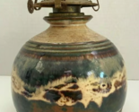 Vintage Handmade Pottery Oil Burning Lamp Lantern Base Body - Rustic Decor - £28.07 GBP