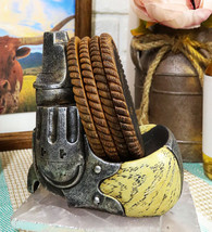 Rustic Western Pistol Revolver Gun Coaster Set With 4 Braided Ropes Coasters - £22.37 GBP