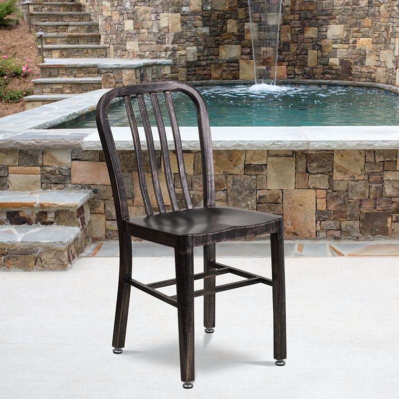 Aged Black Metal Outdoor Chair CH-61200-18-BQ-GG