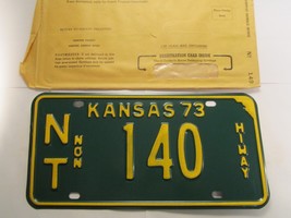 *Unused* LICENSE PLATE Non Highway Tag 1973 KANSAS NT 140 Norton County ... - £14.02 GBP