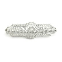 Authenticity Guarantee 
Antique Art Deco Diamond Filigree Long Brooch Pi... - £777.15 GBP