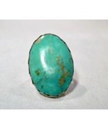 Vintage Navajo Sterling Silver Large Turquoise Ring Size 5 1/2 K944 - £94.65 GBP