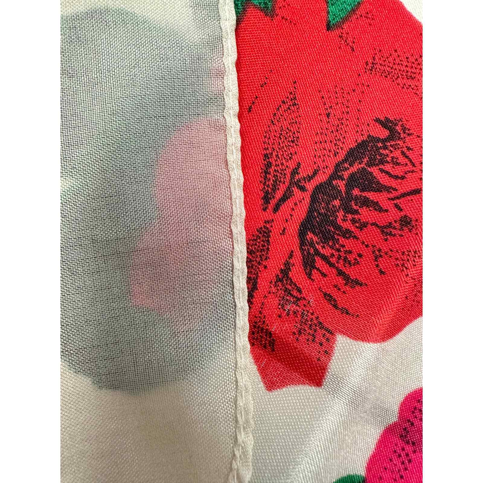 1960s RETRO VTG SARAH COVENTRY Roses Scarf 30" Square Acetate Signed Item image 4