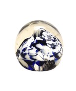 Vintage Glass Paperweight, Spherical Shape, Blue &amp; White Floral Confetti... - €20,98 EUR