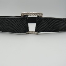 Chicos Belt Womens Size Large Black Leather Stretch Silver Tone Belt Buckle - £15.90 GBP