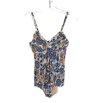 NWOT Womens Size 4 Garnet Hill Muilticolor Ikat Print Ruched Swim Dress - £40.58 GBP