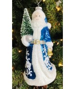 Robert Stanley Christmas Ornament Santa Claus in Blue Holds Bottle Brush... - £14.99 GBP