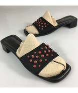 Donald J Pliner Womens 8 M Black Leather Red Dots Slide Sandals 1.24&quot; Lo... - £27.93 GBP