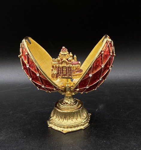 AKM Red Gold Faberge Egg with St Basil Cathedral Home Decor READ - £29.78 GBP
