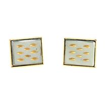 Vintage RETRO Mens Cuff Links Black Gold Etched 1970S Mens Vintage Cuffl... - $20.32